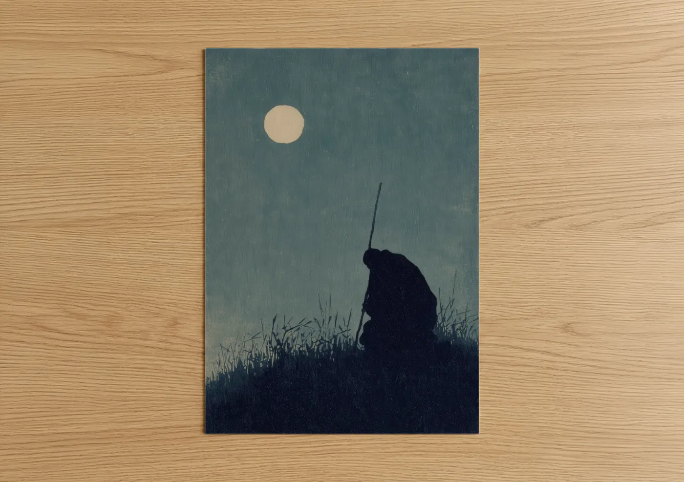Kung Fu Warrior Moonlight Silhouette Wall Art