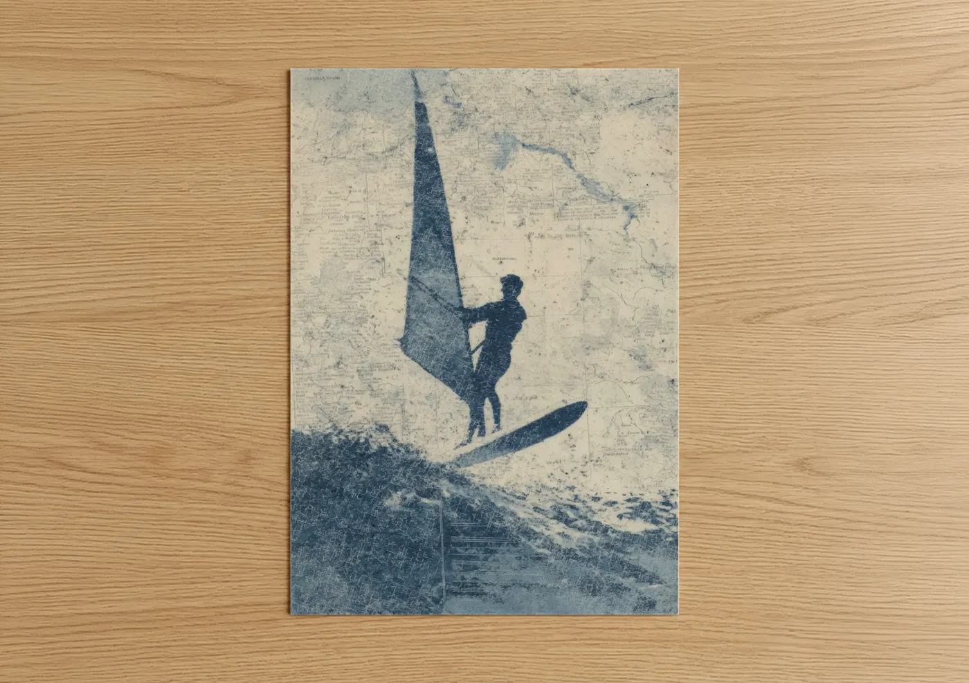 Vintage Windsurfer Blueprint Art Print Wall Art