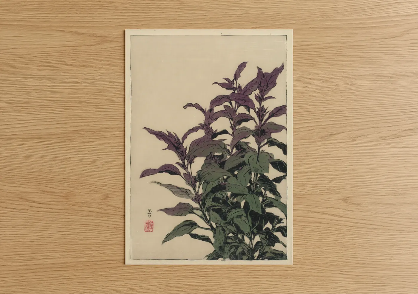 Purple Herb Study Japanese Botanical Wall Art
