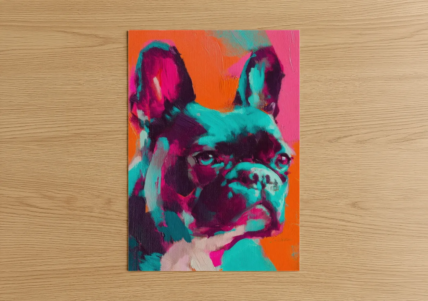 Pop Art Bulldog Portrait Neon Wall Art