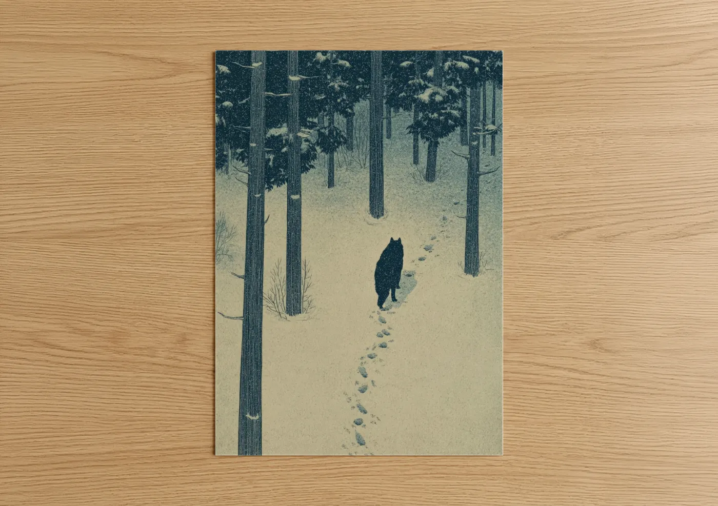 Wolf in Snow Forest Winter Hunting Wall Art