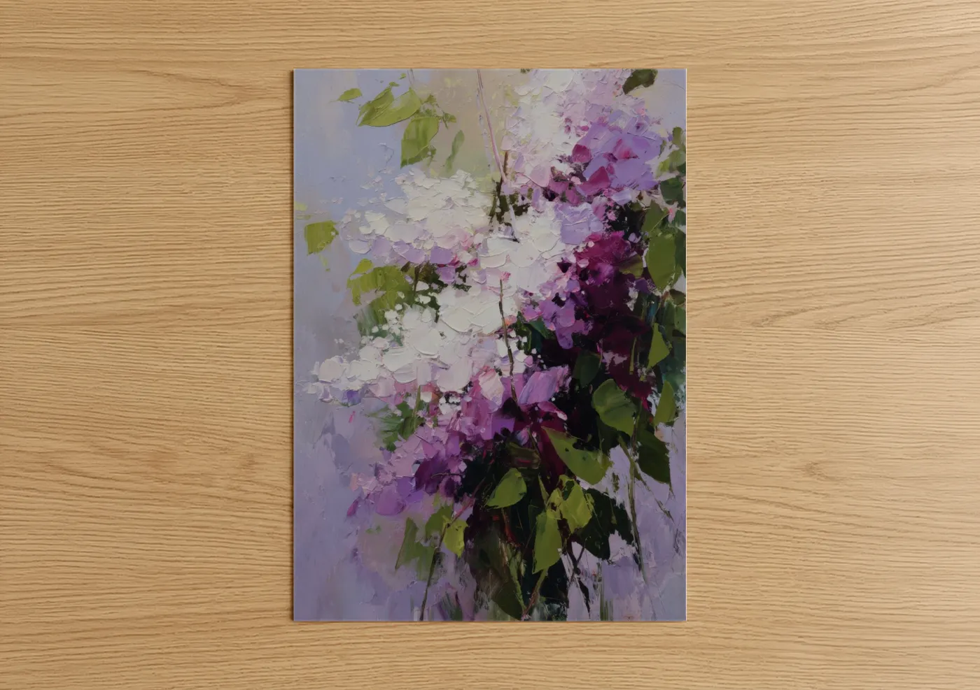 Purple Lilac Blooms Abstract Oil Painting Wall Art