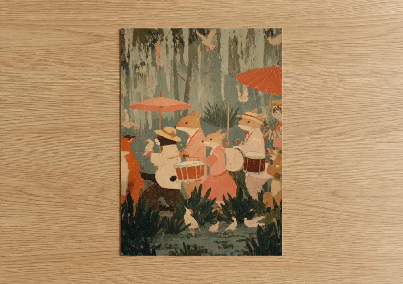Rainy Mardi Gras Celebration Vintage Art Wall Art