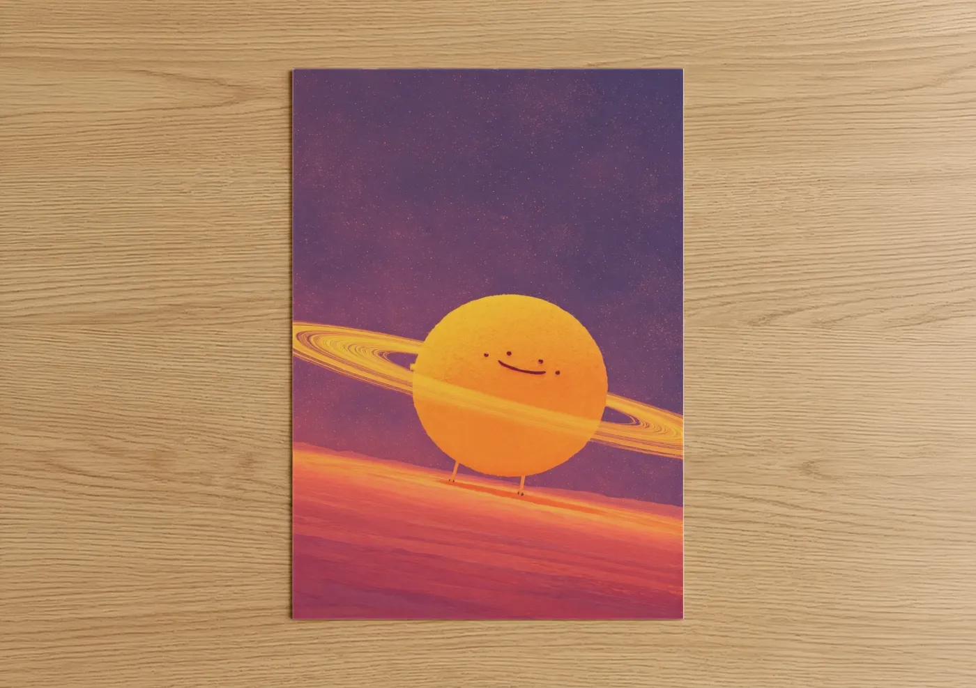 Smiling Planet Saturn Cosmic Wall Art