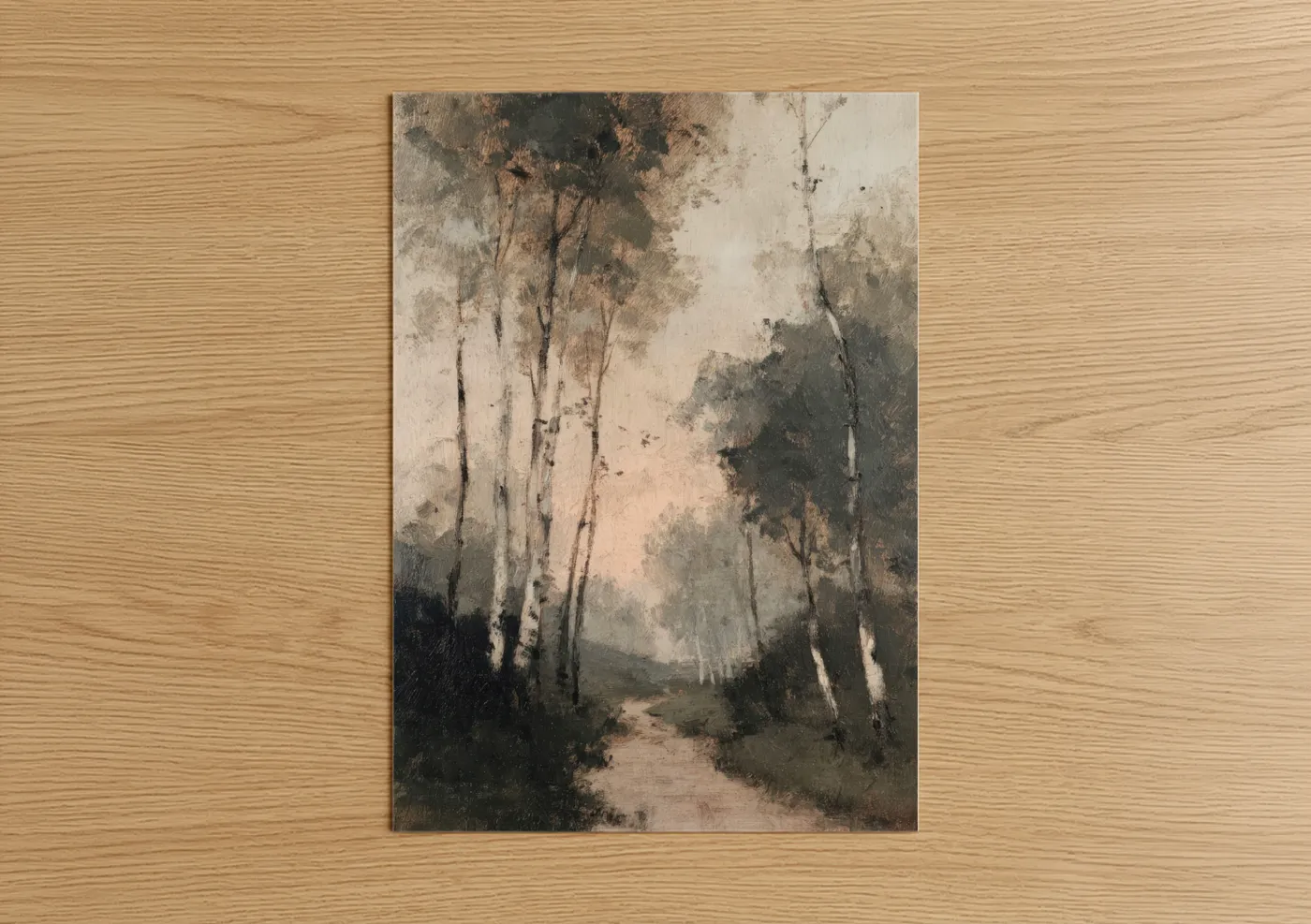 Misty Eucalyptus Forest Watercolor Landscape Wall Art