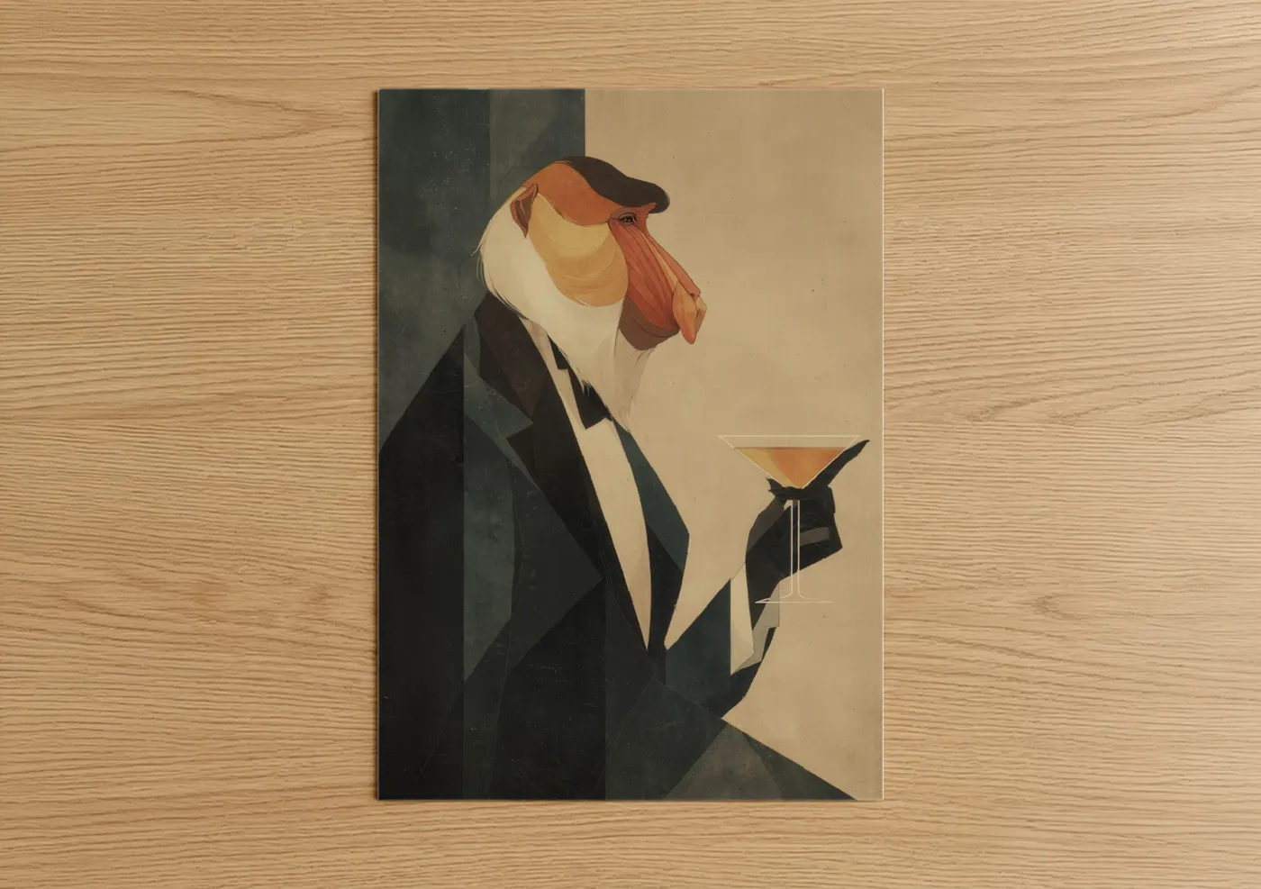 Dapper Monkey Cocktail Art Deco Wall Art