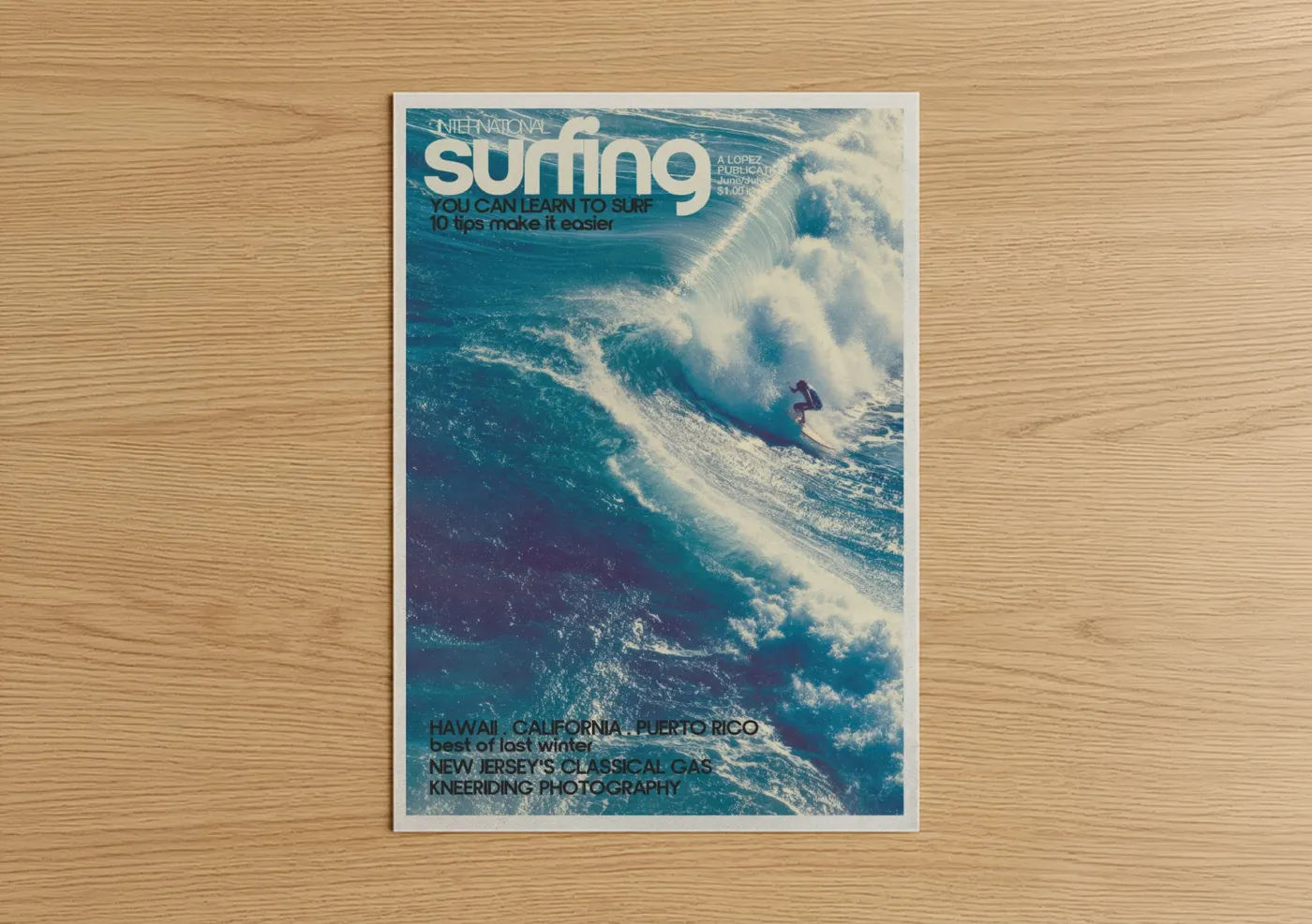 Vintage Surfing Magazine Cover Design Wall Art