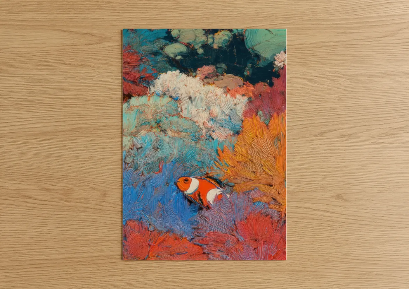 Vibrant Clownfish Abstract Oil Painting Wall Art