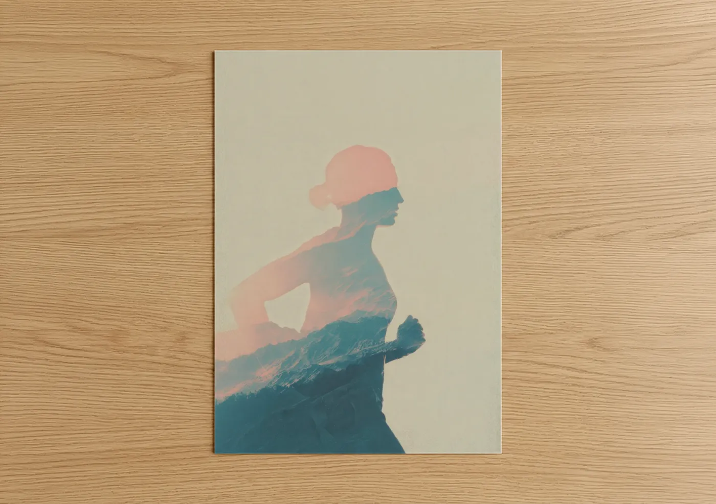 Mountain Runner Double Exposure Wall Art