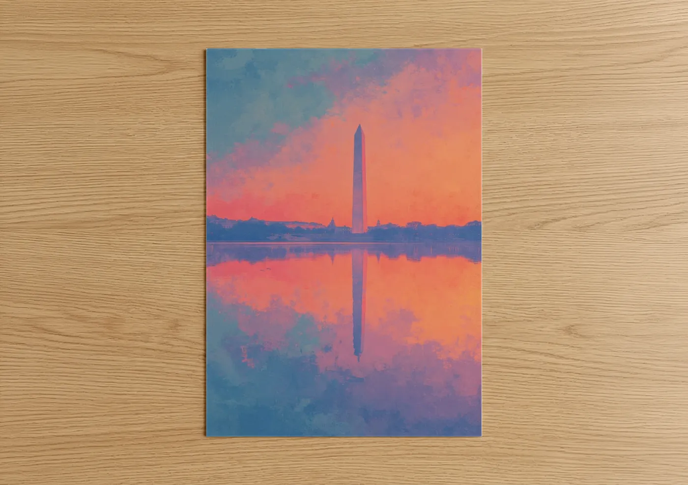 Washington Monument Pink Sunrise Reflection Wall Art