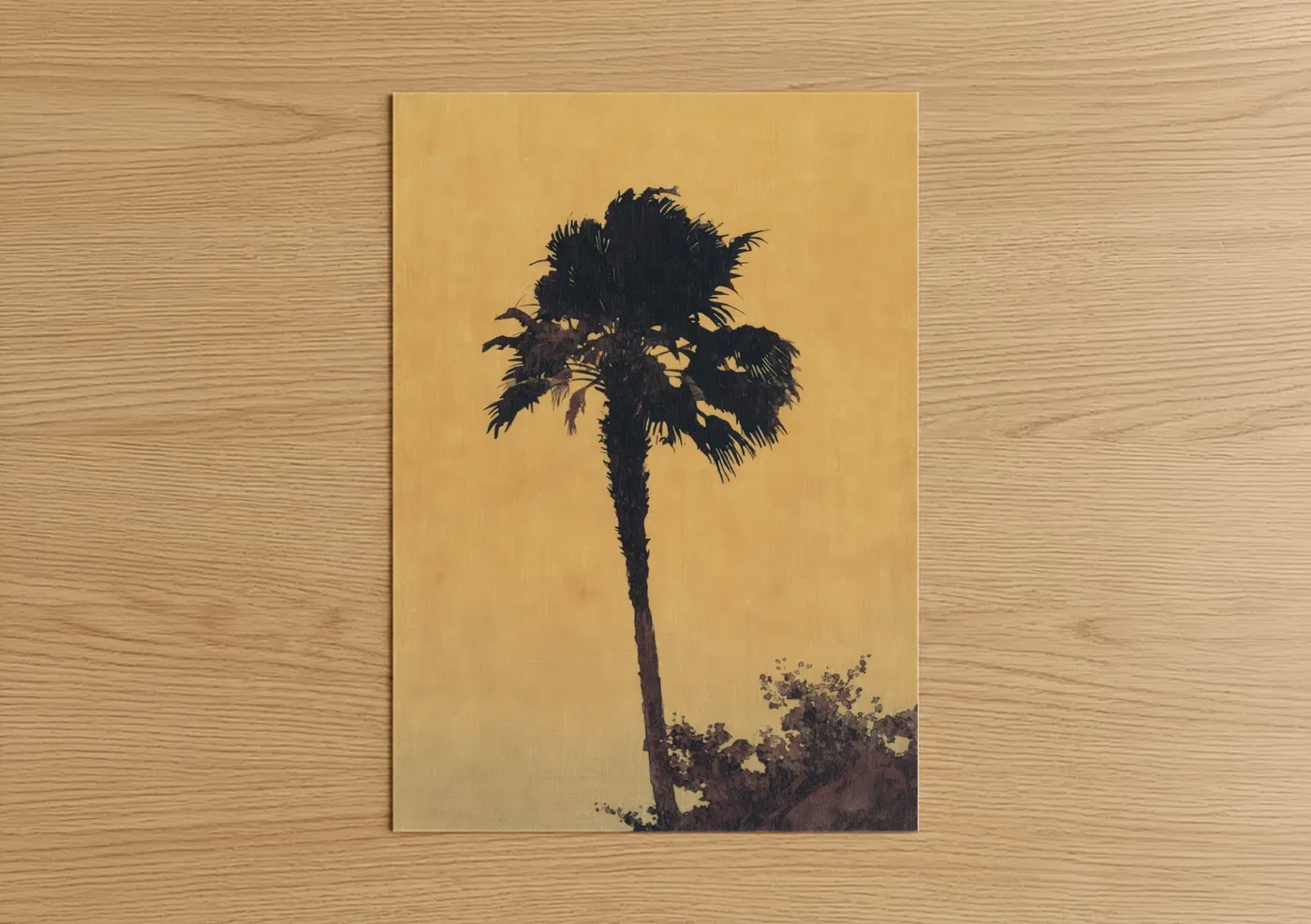 Golden Palm Silhouette Landscape Wall Art