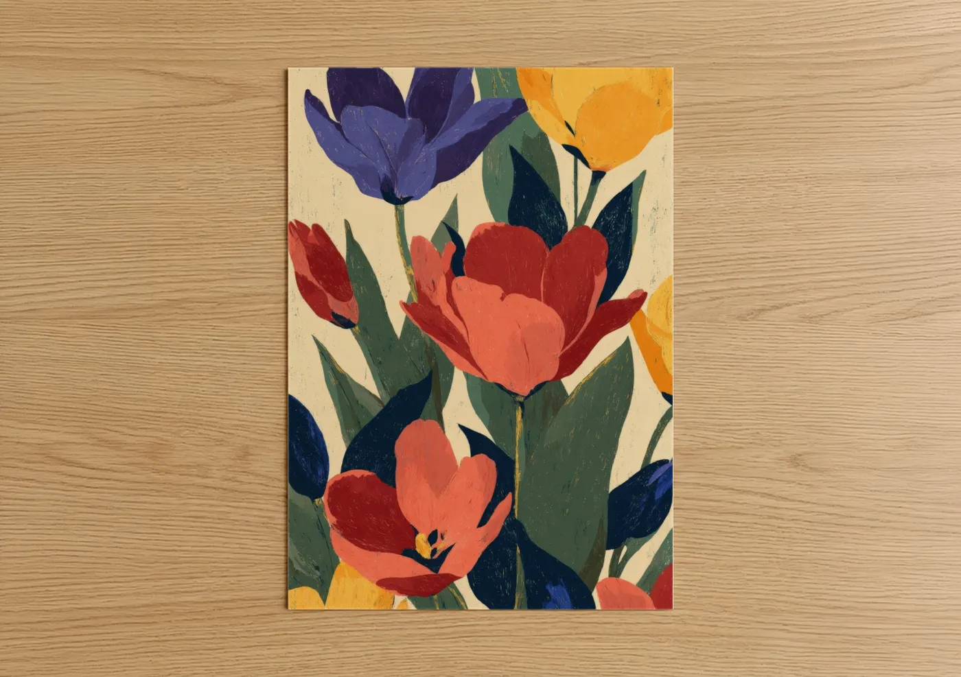 Bold Tulip Garden Modern Floral Wall Art