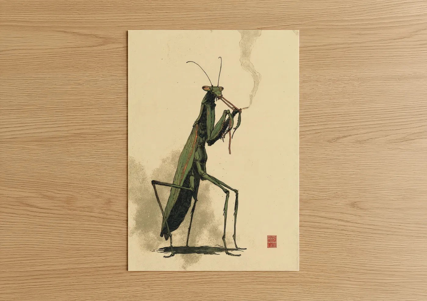 Praying Mantis Vintage Natural History Illustration Wall Art