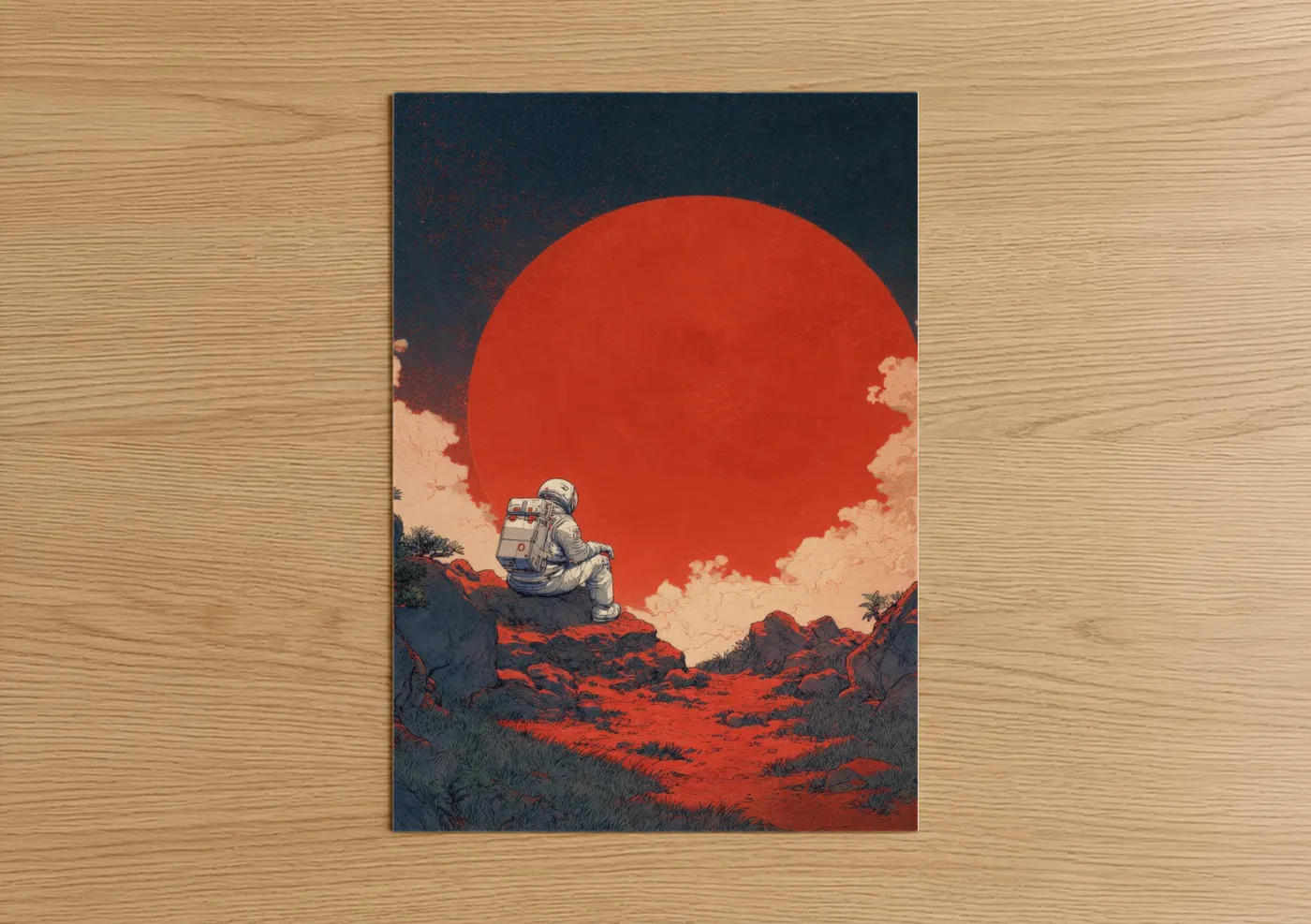 Solitary Astronaut Red Planet Sci-Fi Wall Art
