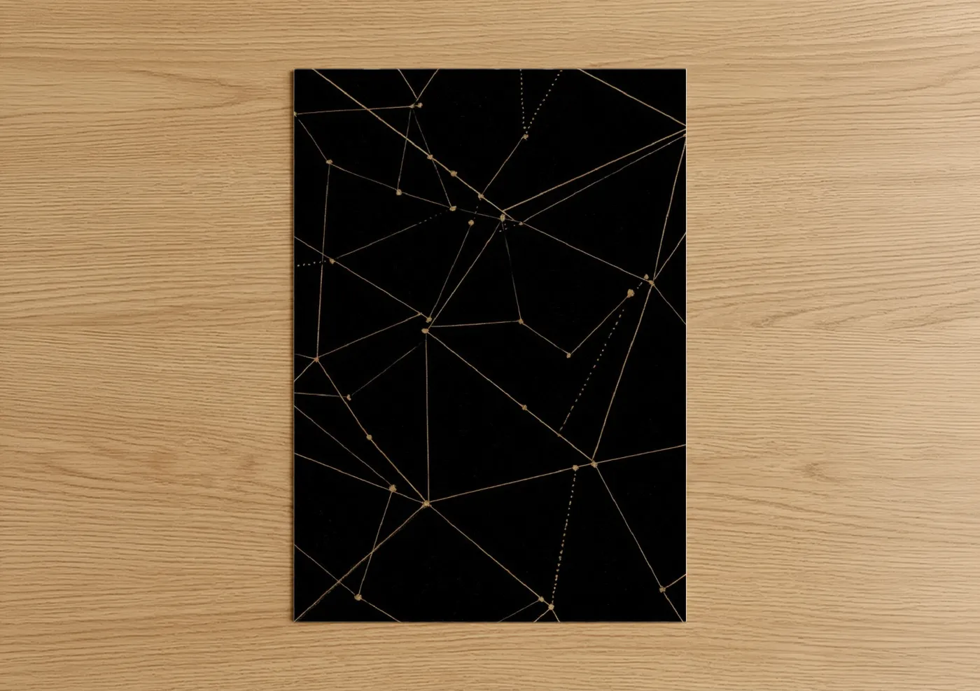 Golden Network Night Sky Abstract Wall Art
