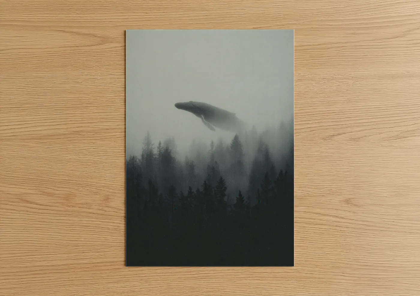 Humpback Whale Misty Forest Surreal Wall Art