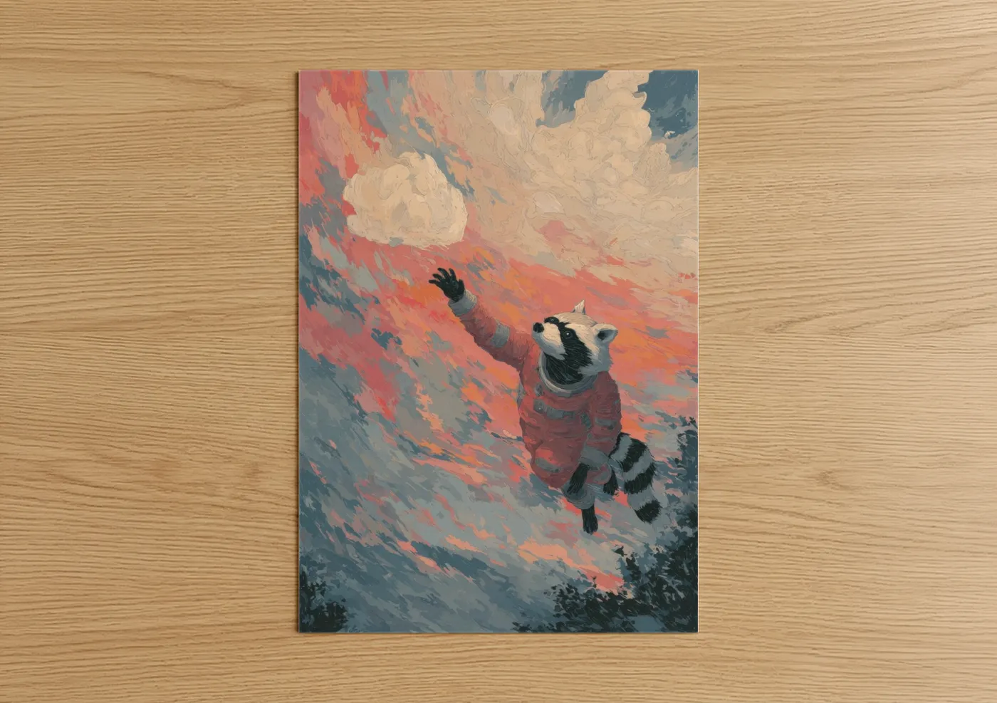 Cosmic Raccoon Space Adventure Wall Art