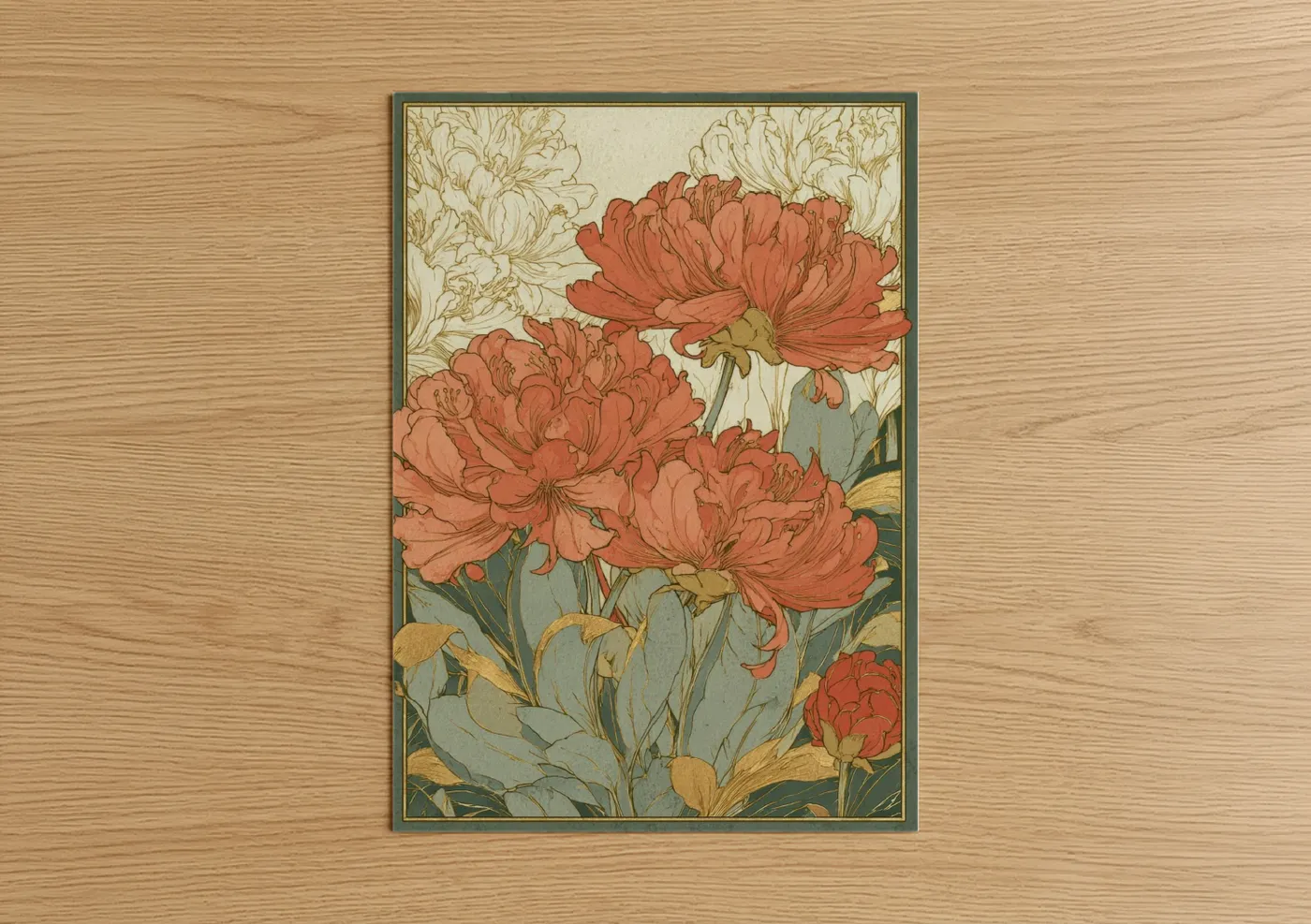 Coral Rhododendron Botanical Art Print Wall Art