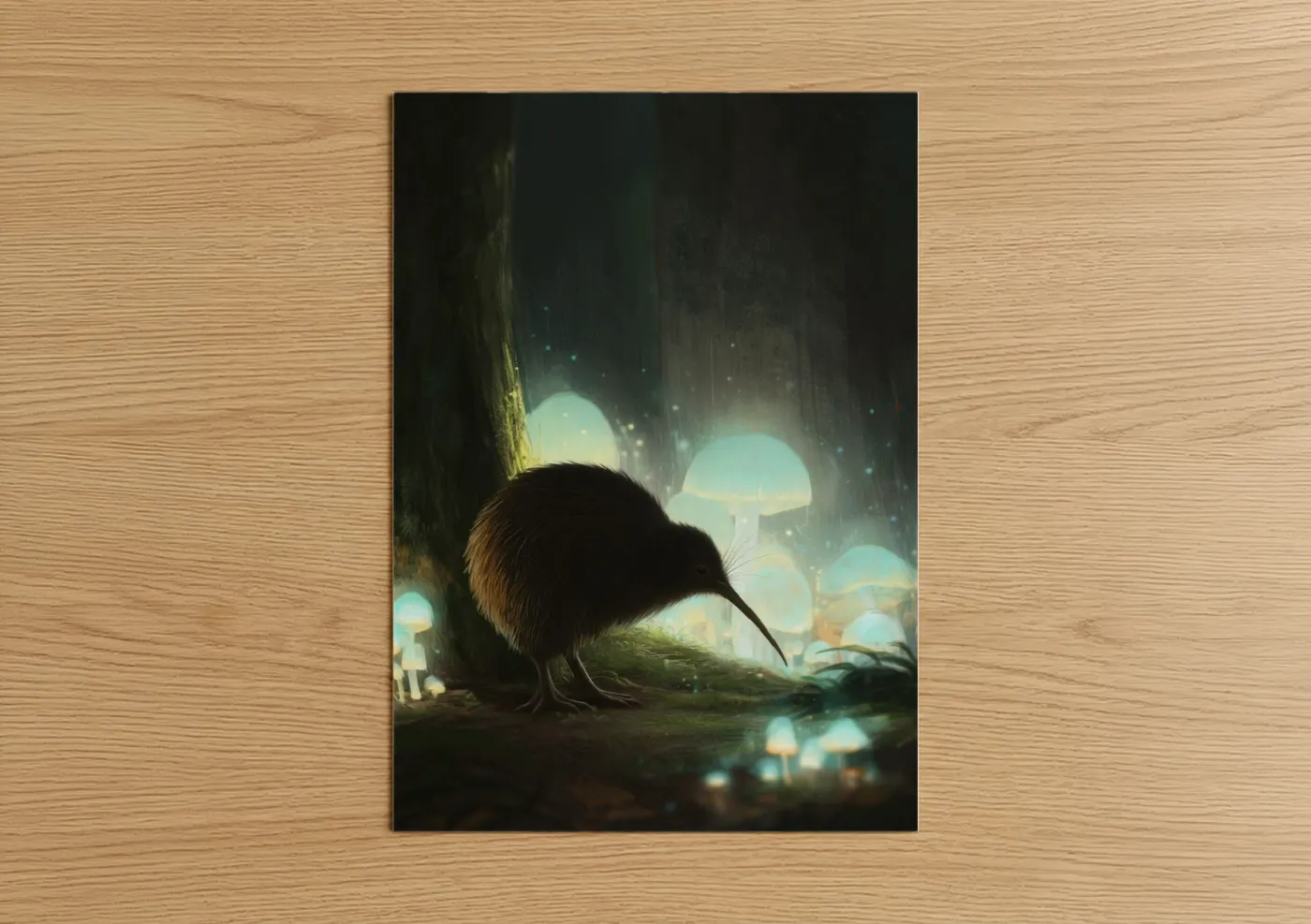 Glowing Kiwi Magical Forest Wall Art