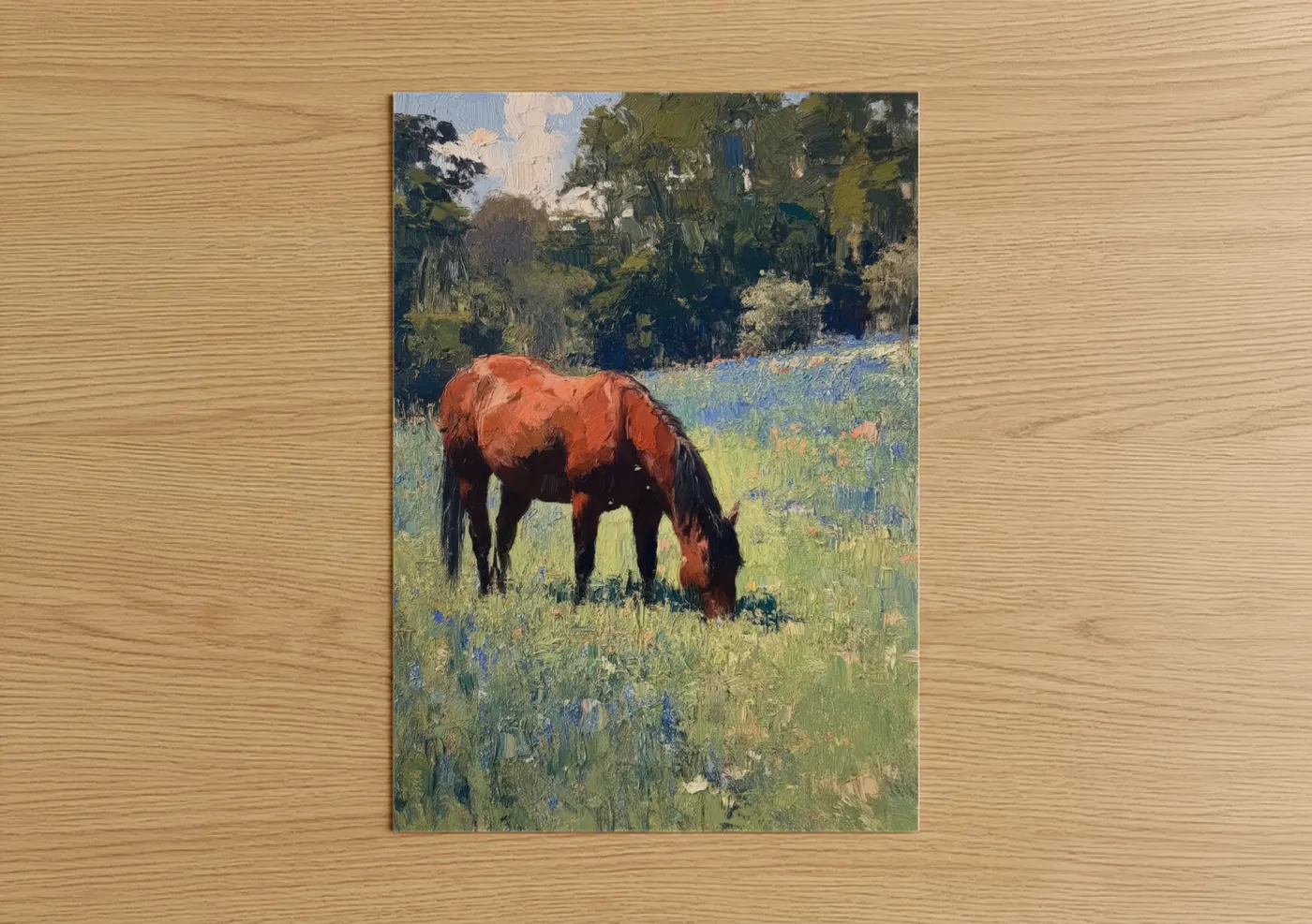 Chestnut Quarter Horse Grazing Meadow Wall Art