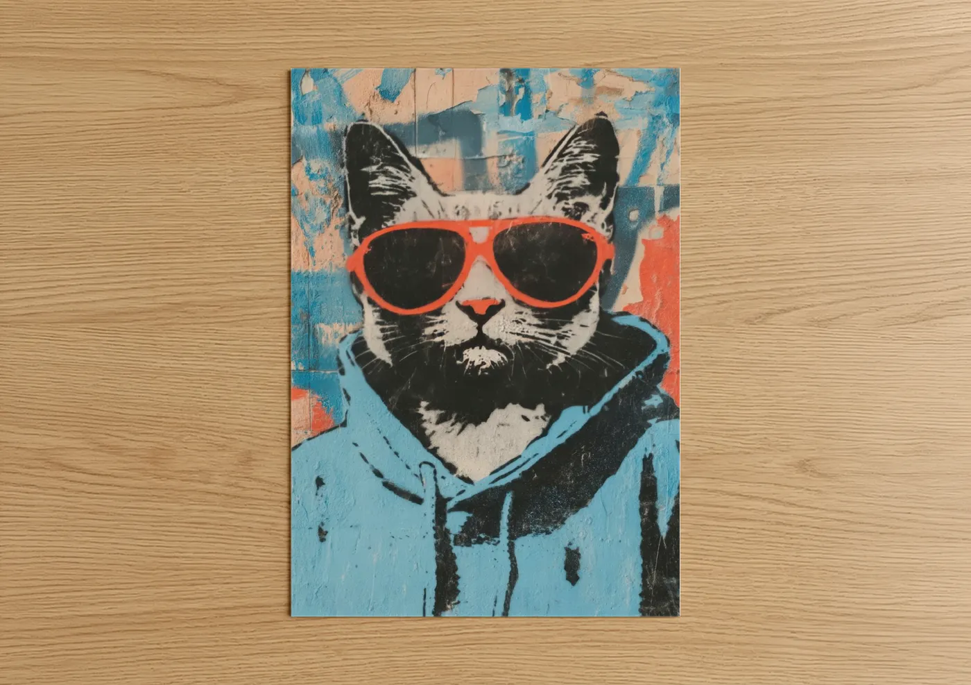 Cool Cat with Sunglasses Street Wall Art