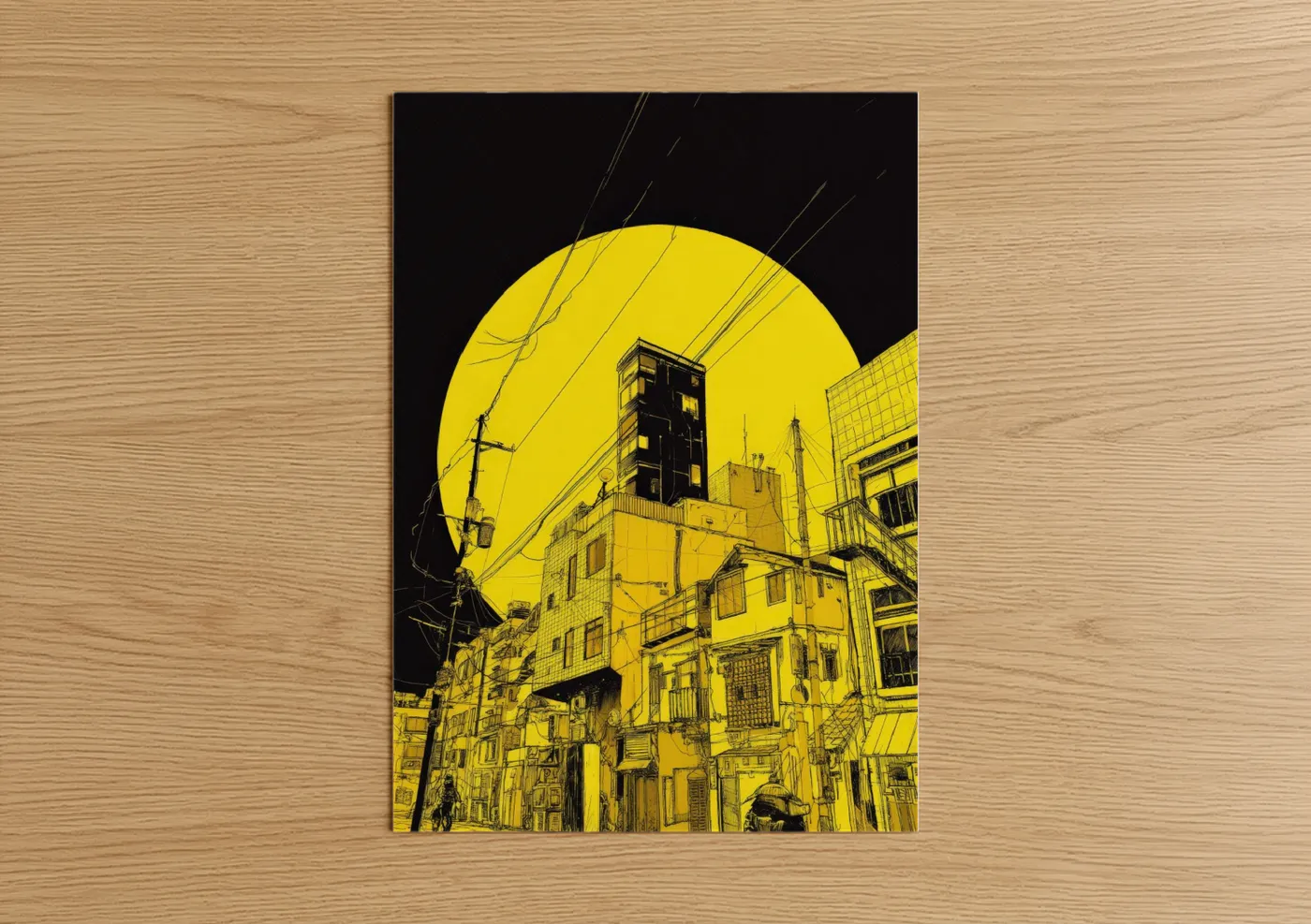 Neon Cityscape Abstract Architecture Wall Art