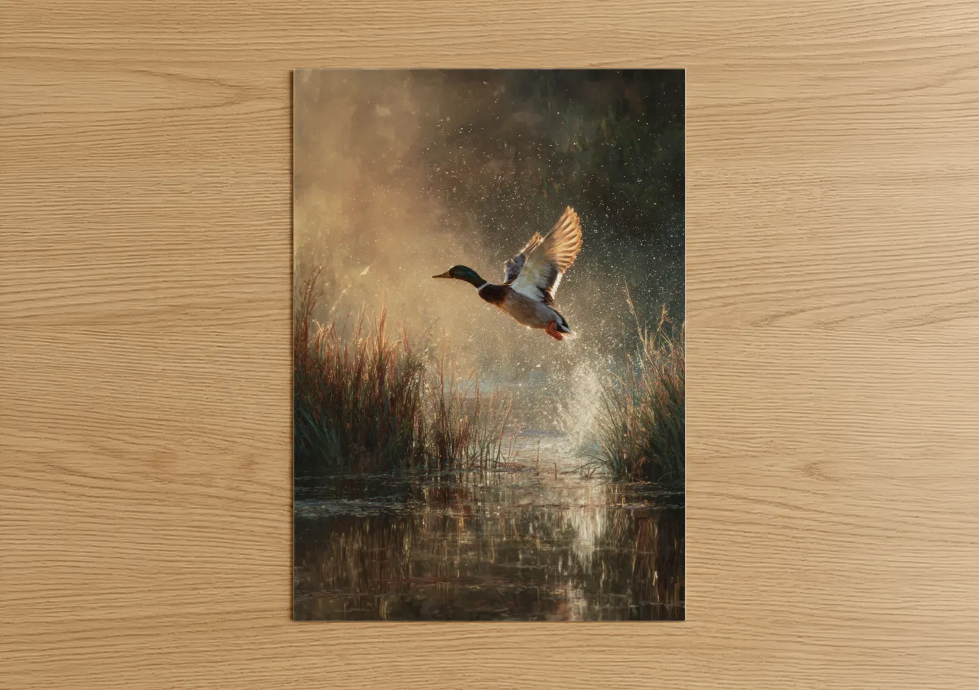 Duck Taking Flight Marsh Sunrise Wall Art
