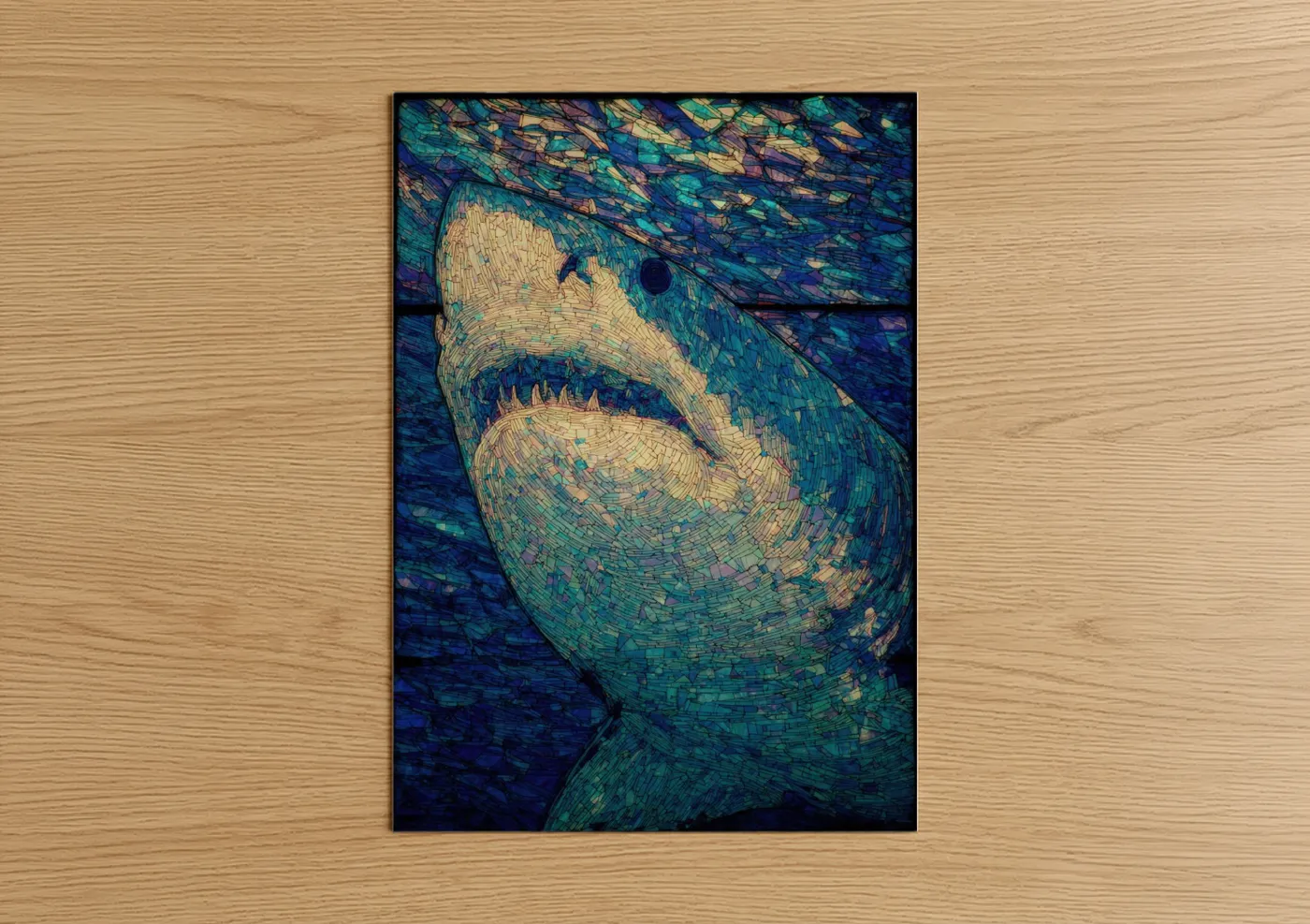 Menacing Bull Shark Mosaic Ocean Wall Art