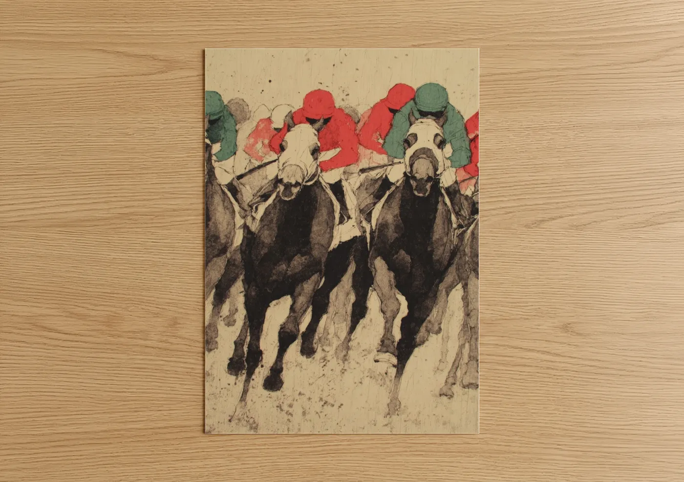 Vintage Horse Racing Jockeys Print Wall Art