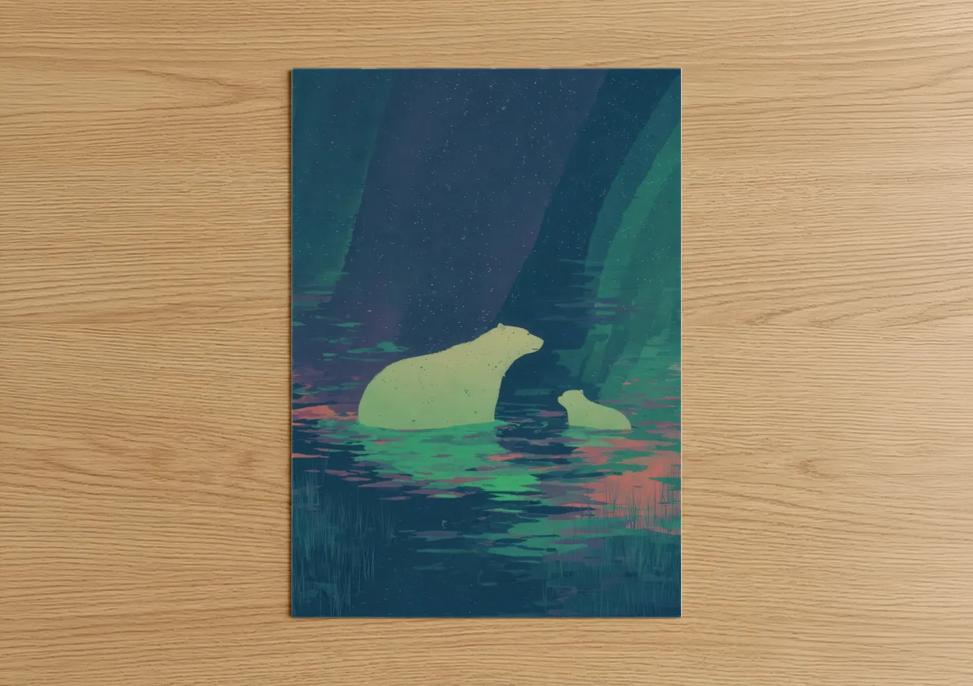 Northern Lights Swimming Aurora Wall Art
