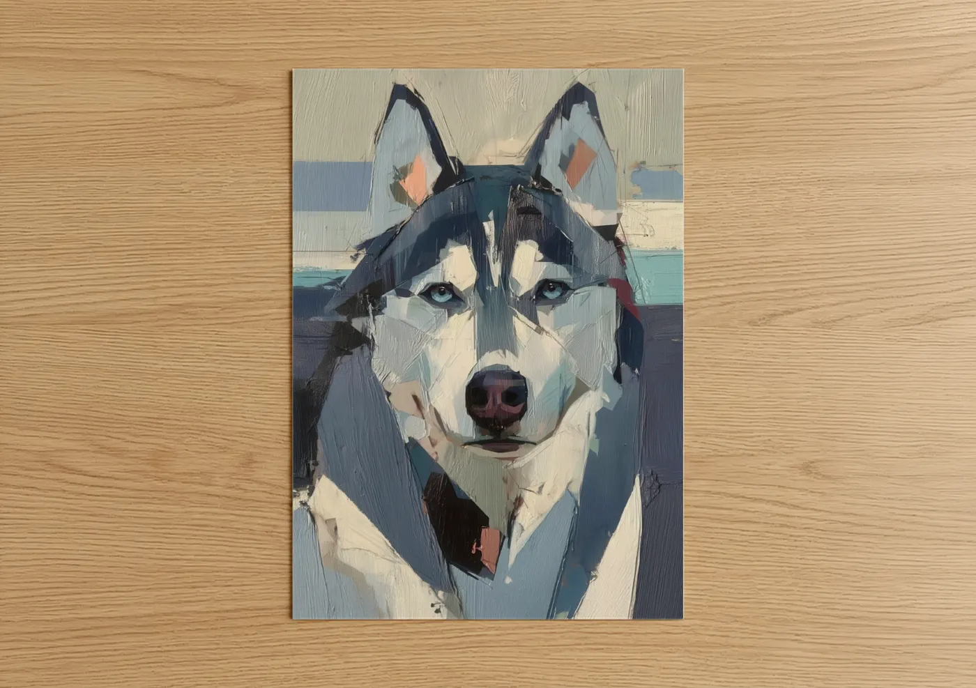 Arctic Husky Abstract Portrait Painting Wall Art