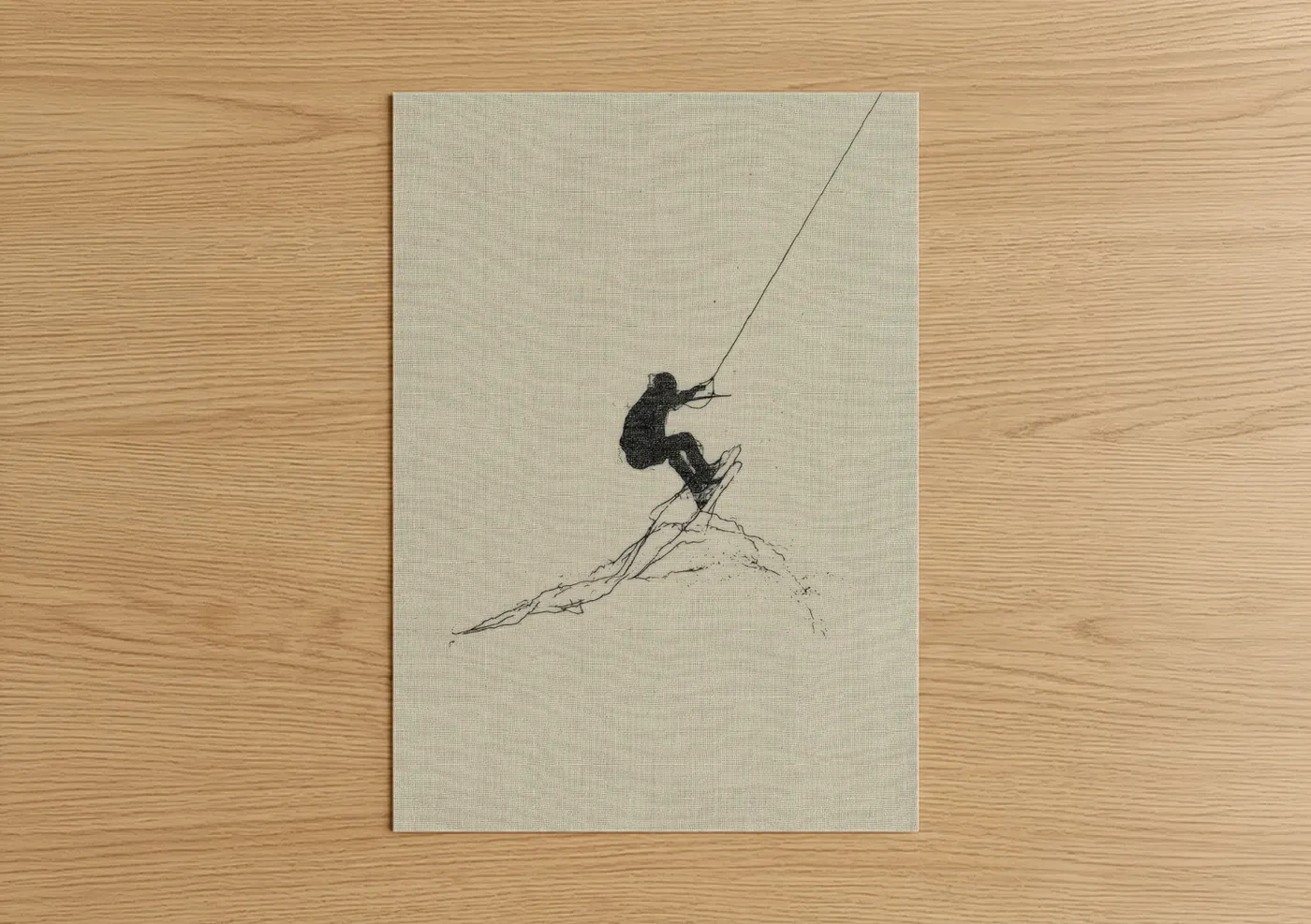 Airborne Wakeboarder Minimalist Line Wall Art