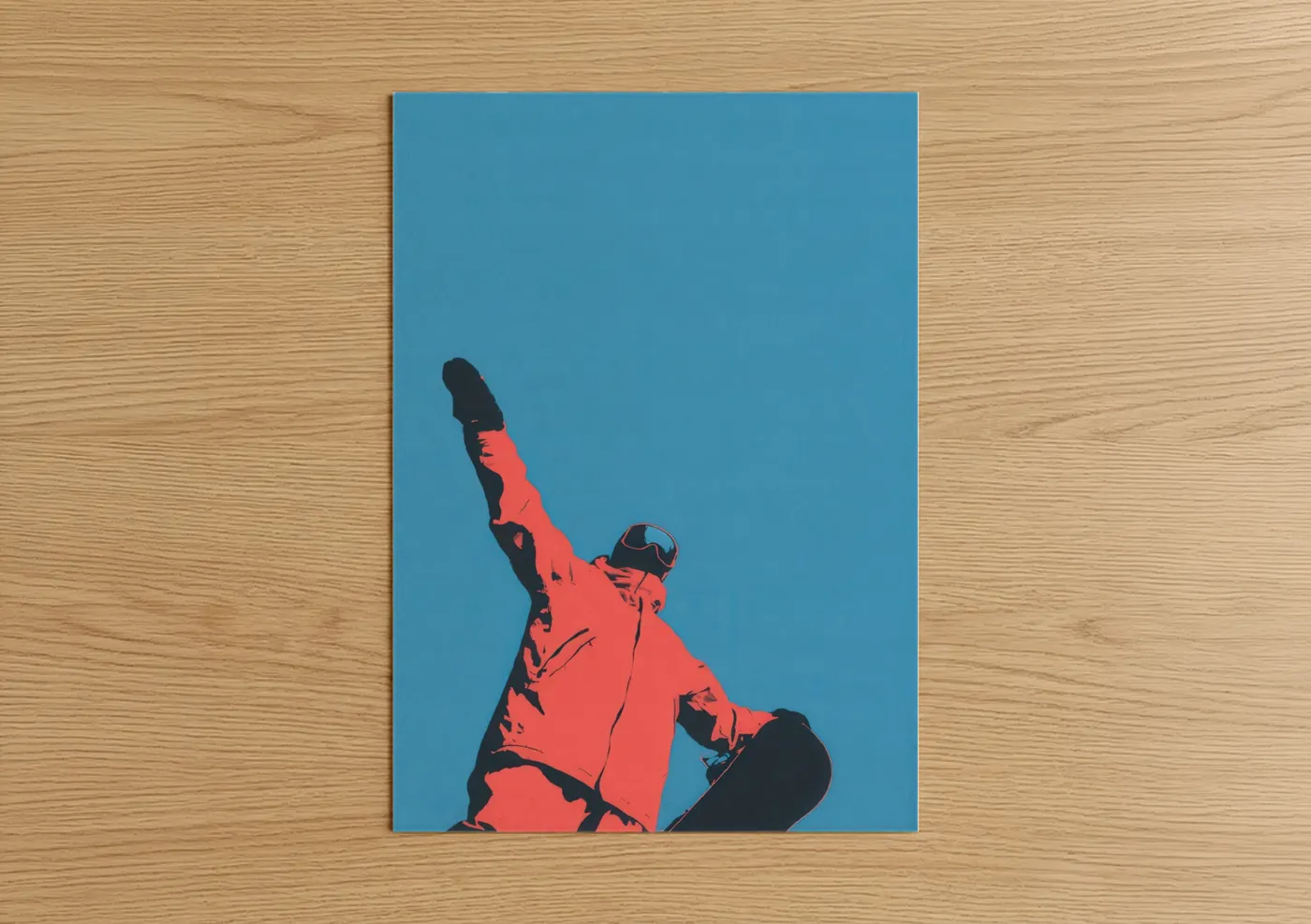 Aerial Snowboarder Blue Red Sport Wall Art