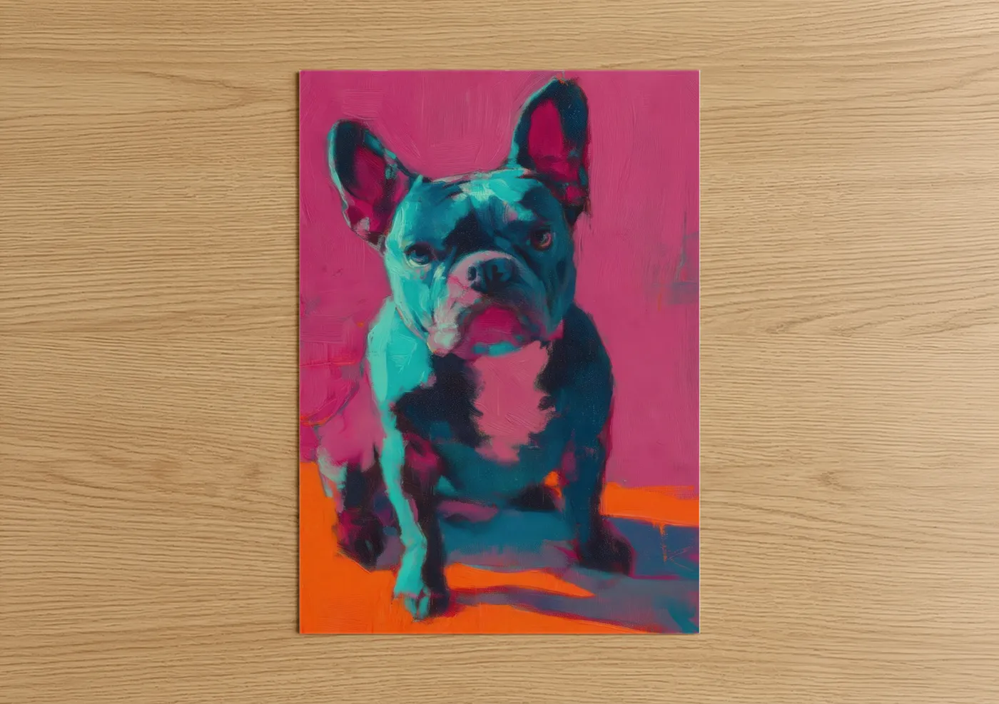 Neon Bulldog Pop Art Portrait Wall Art