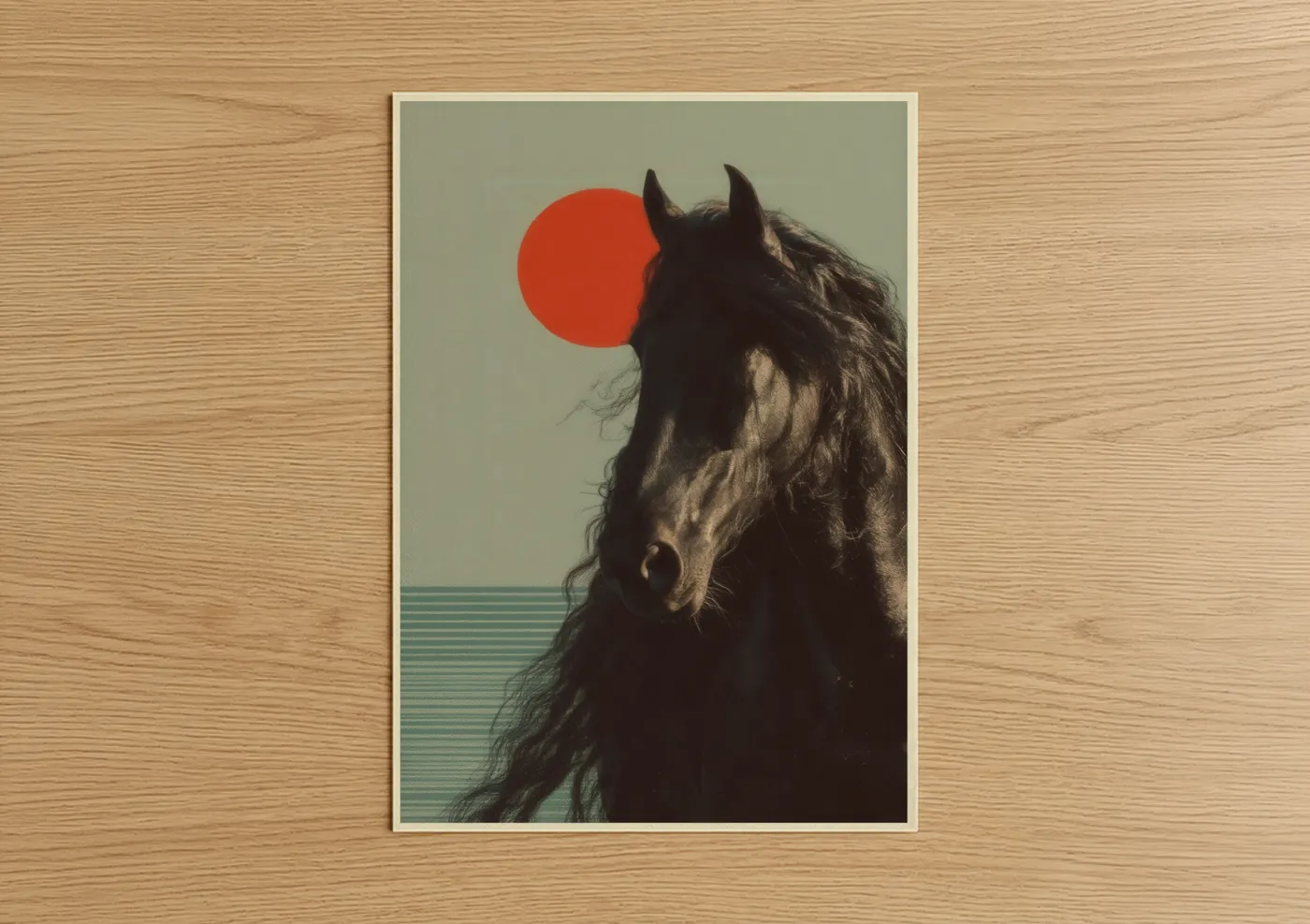 Friesian Horse Sunset Silhouette Wall Art