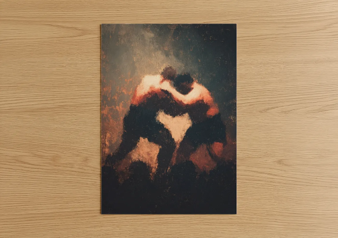 Fiery Grapple Wrestling Match Wall Art