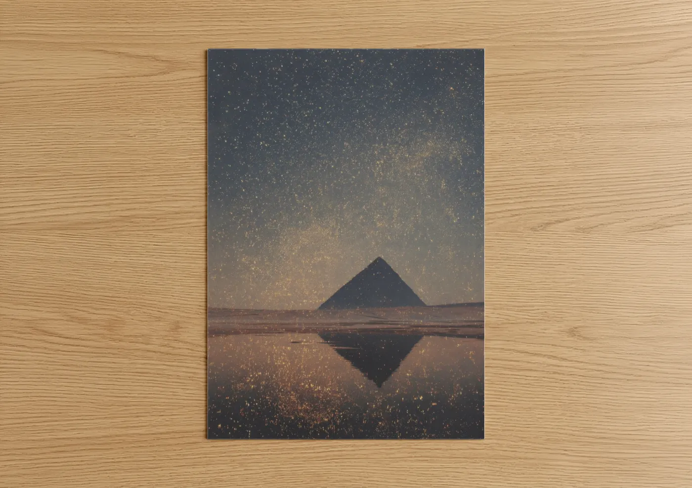 Starlit Pyramid Reflection Night Sky Wall Art
