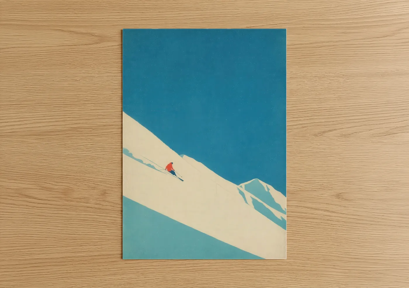 Solitary Skier Alpine Mountain Winter Wall Art
