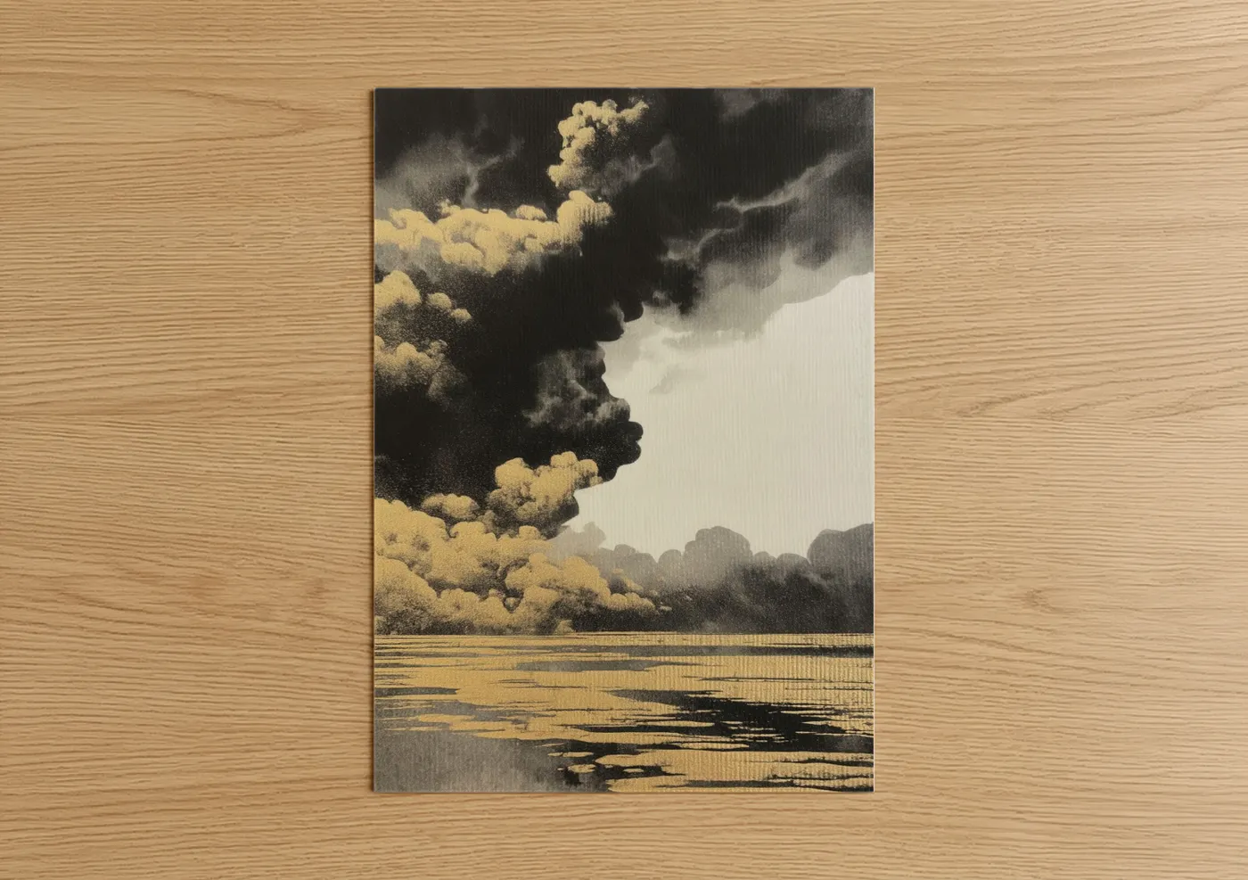Golden Storm Clouds Abstract Landscape Wall Art