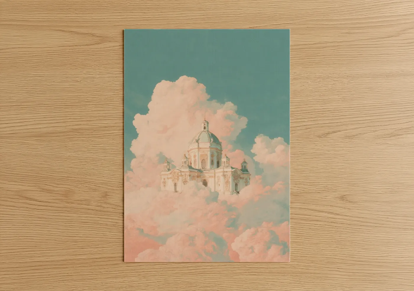 Heavenly Temple in Clouds Spiritual Wall Art