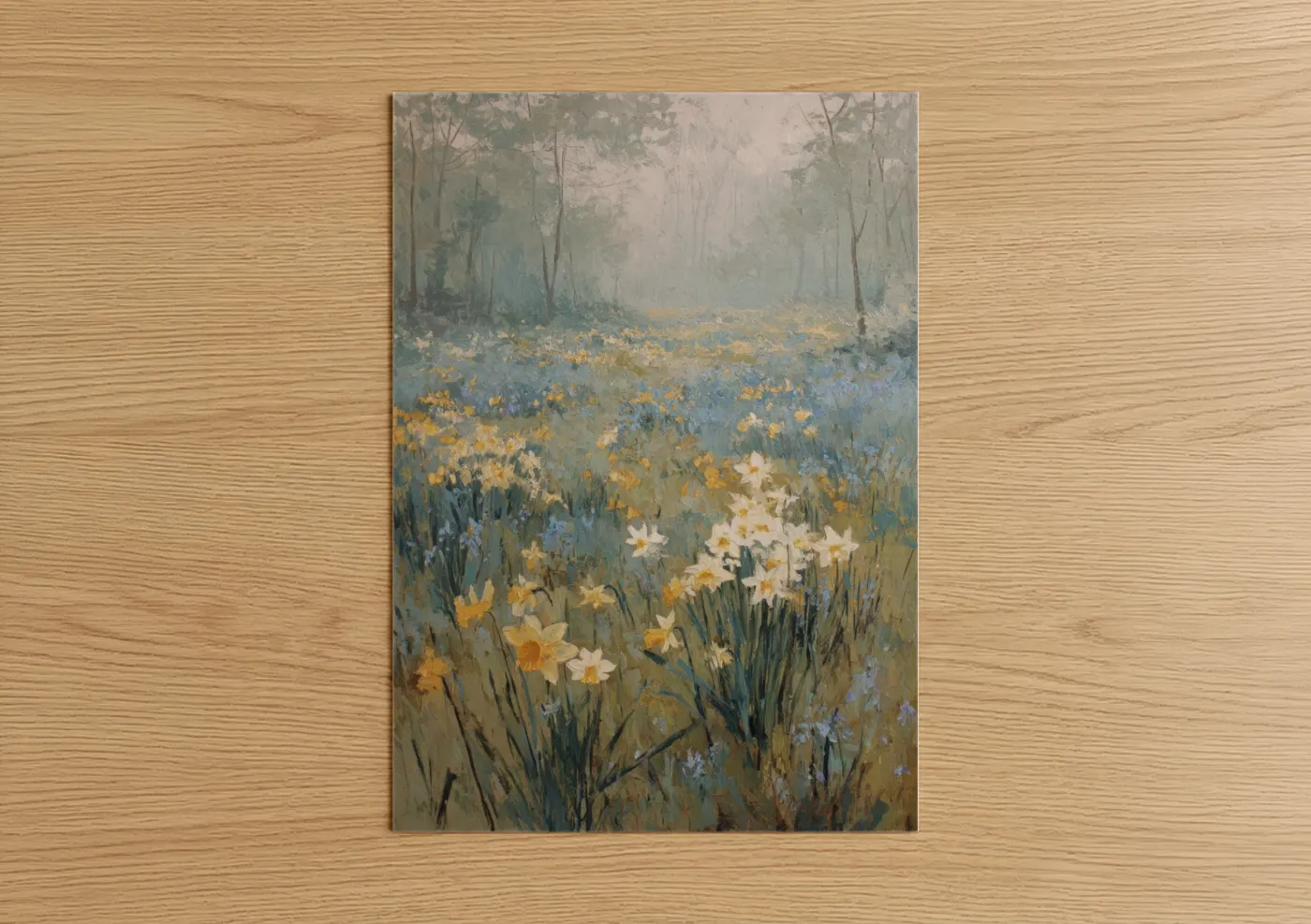 Misty Spring Meadow with Daffodils Wall Art