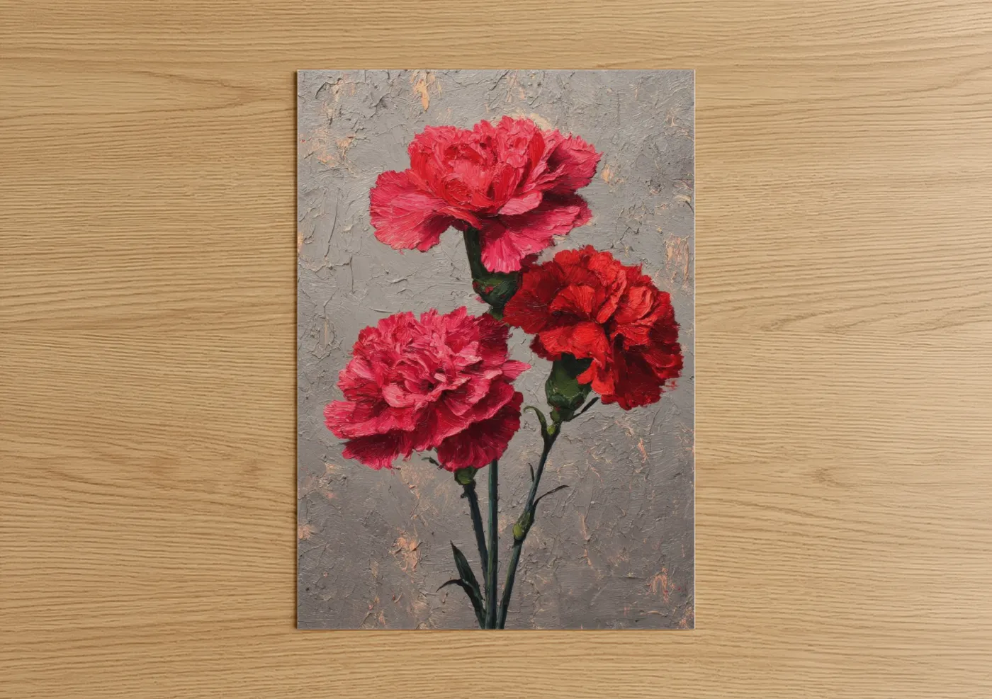 Crimson Carnation Trio Floral Wall Art