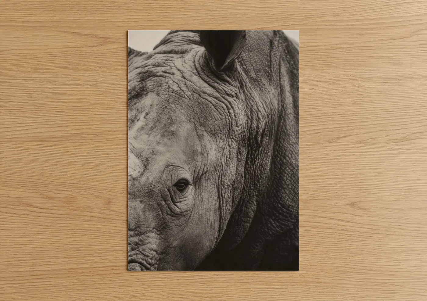 Black and White Rhino Portrait Photography Wall Art