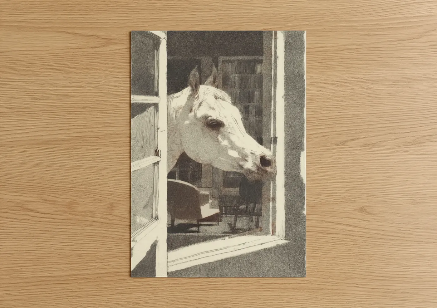 Arabian Horse Peering Through Stable Window Wall Art