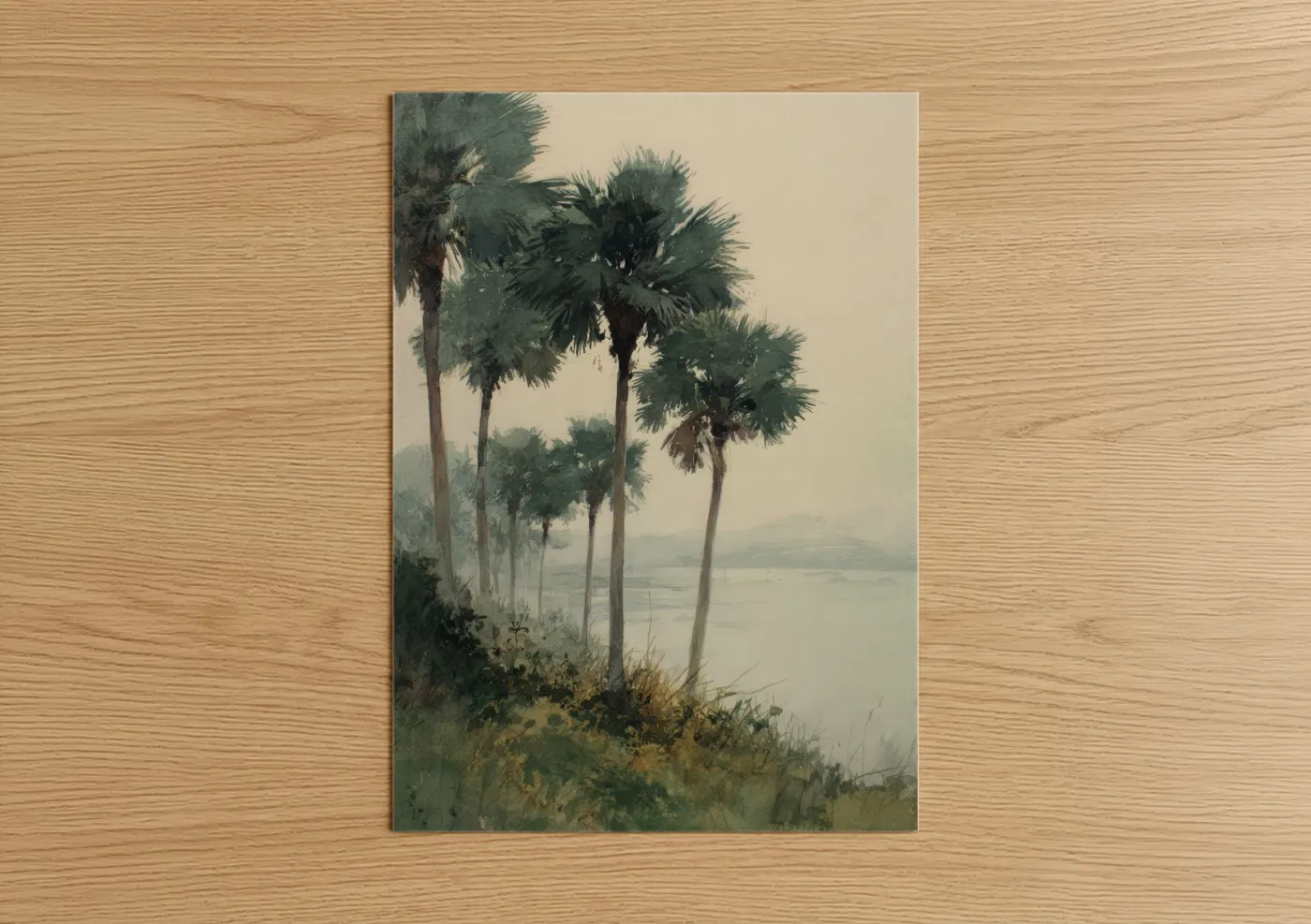 Misty Palm Trees Tropical Watercolor Wall Art