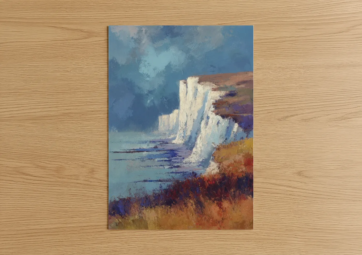 Coastal Chalk Cliffs Landscape Painting Wall Art