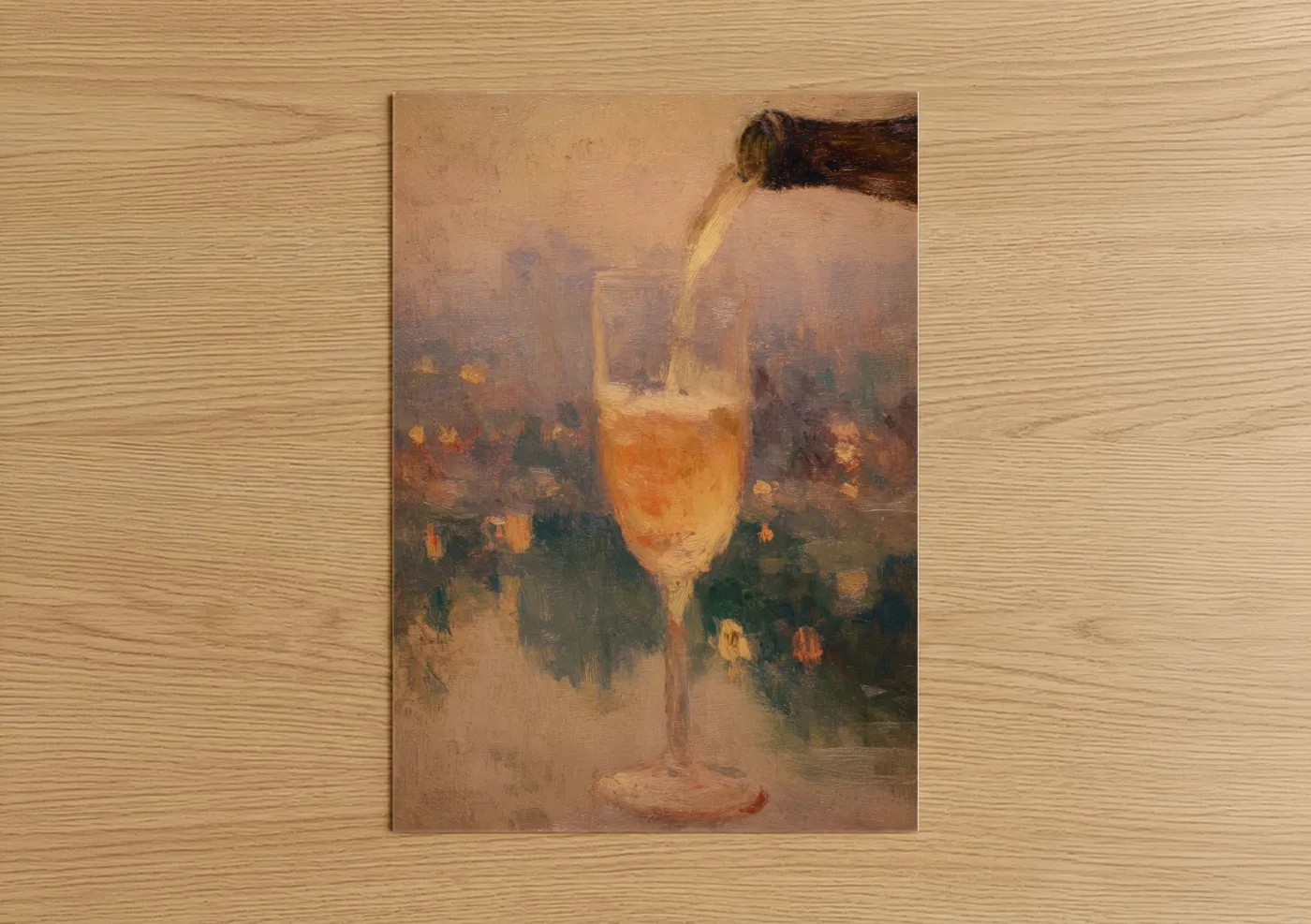 Champagne Toast Cityscape Painting Wall Art