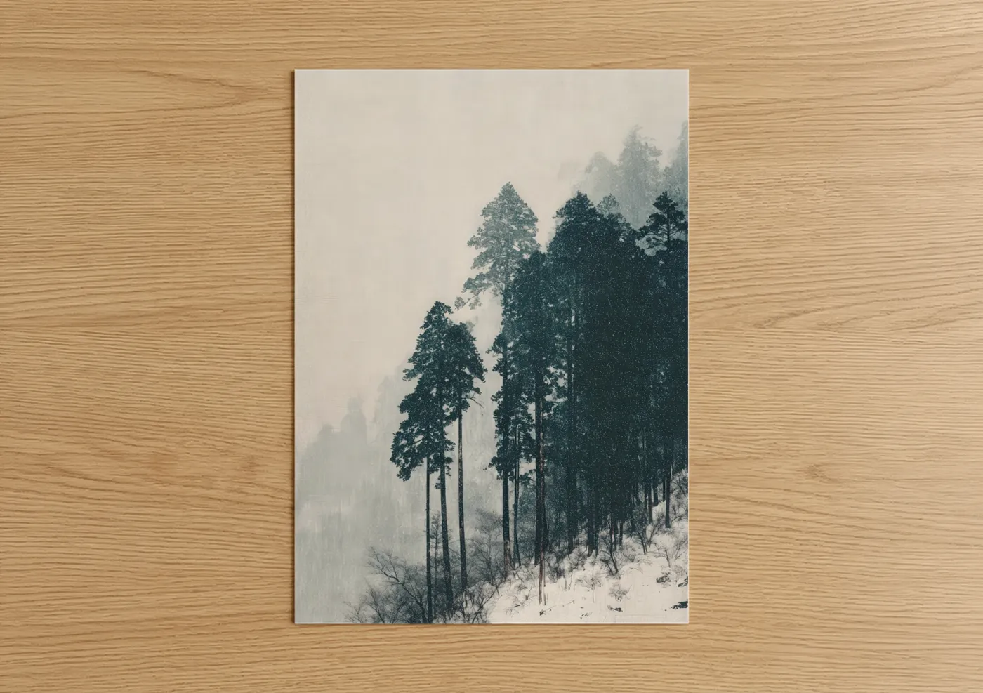 Snowy Pine Forest Winter Mist Wall Art