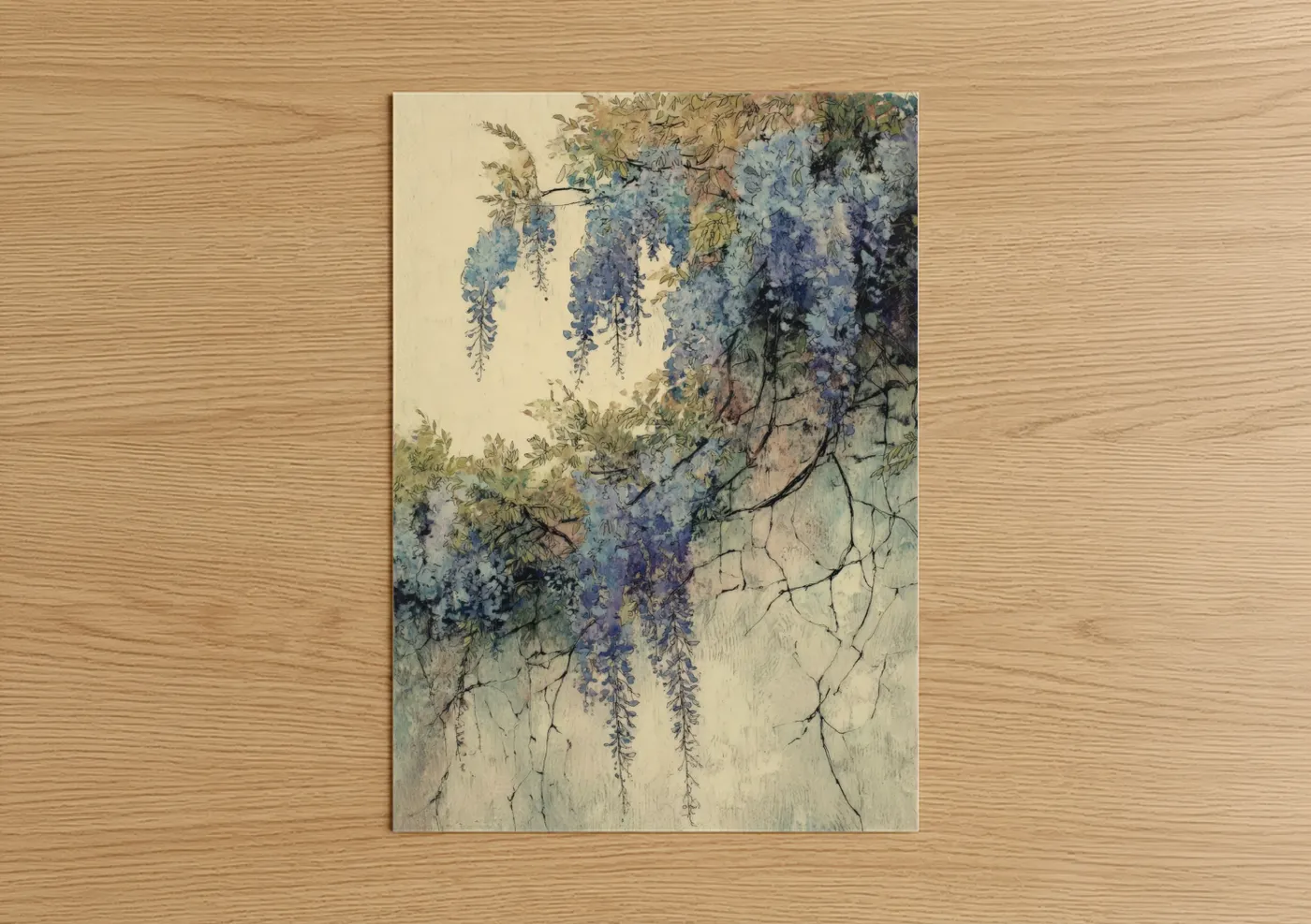 Cascading Wisteria Botanical Watercolor Wall Art