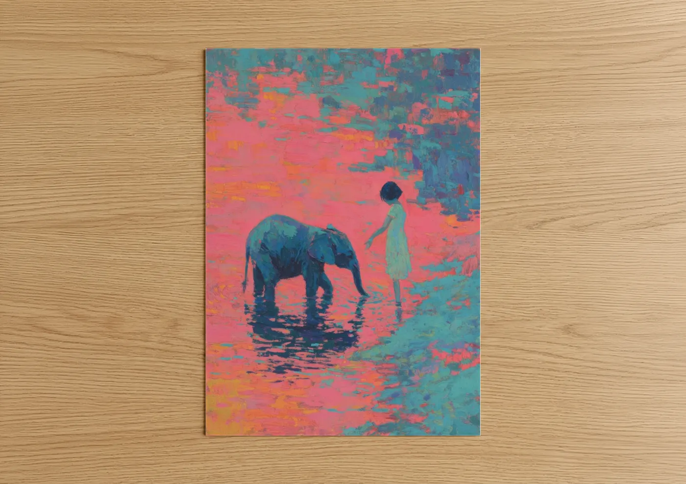 Child with Elephant Vibrant Wall Art